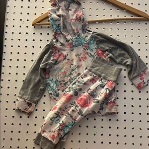 Floral Hoodie and Pants Set